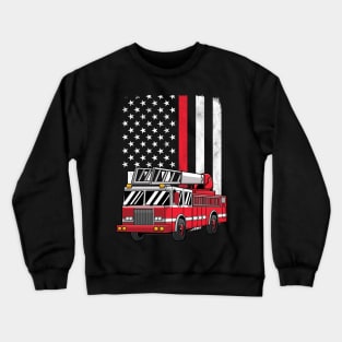 Fire Truck Thin Red Line USA American Flag Fireman Gift Crewneck Sweatshirt